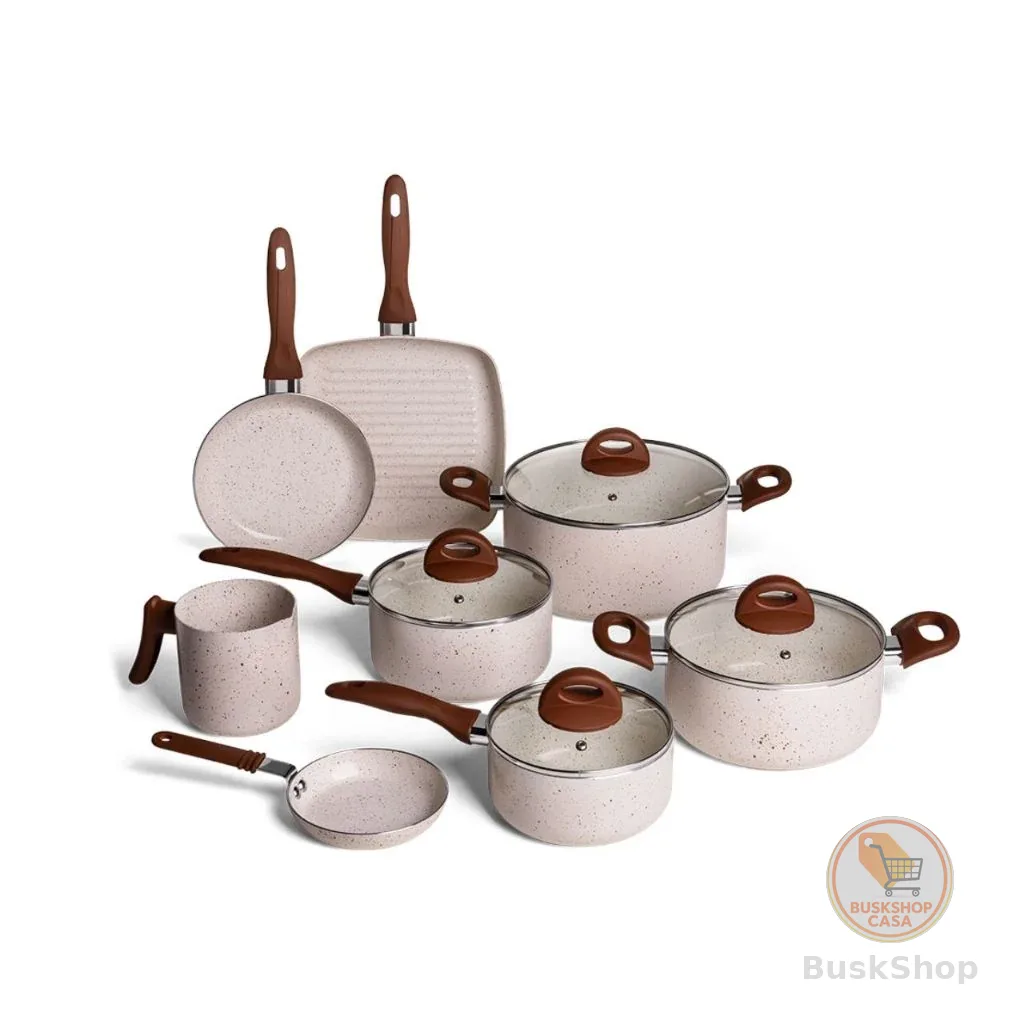 Jogo de Panelas Vanilla Ceramic Life Brinox Smart Plus 8 Peças - Antiaderente