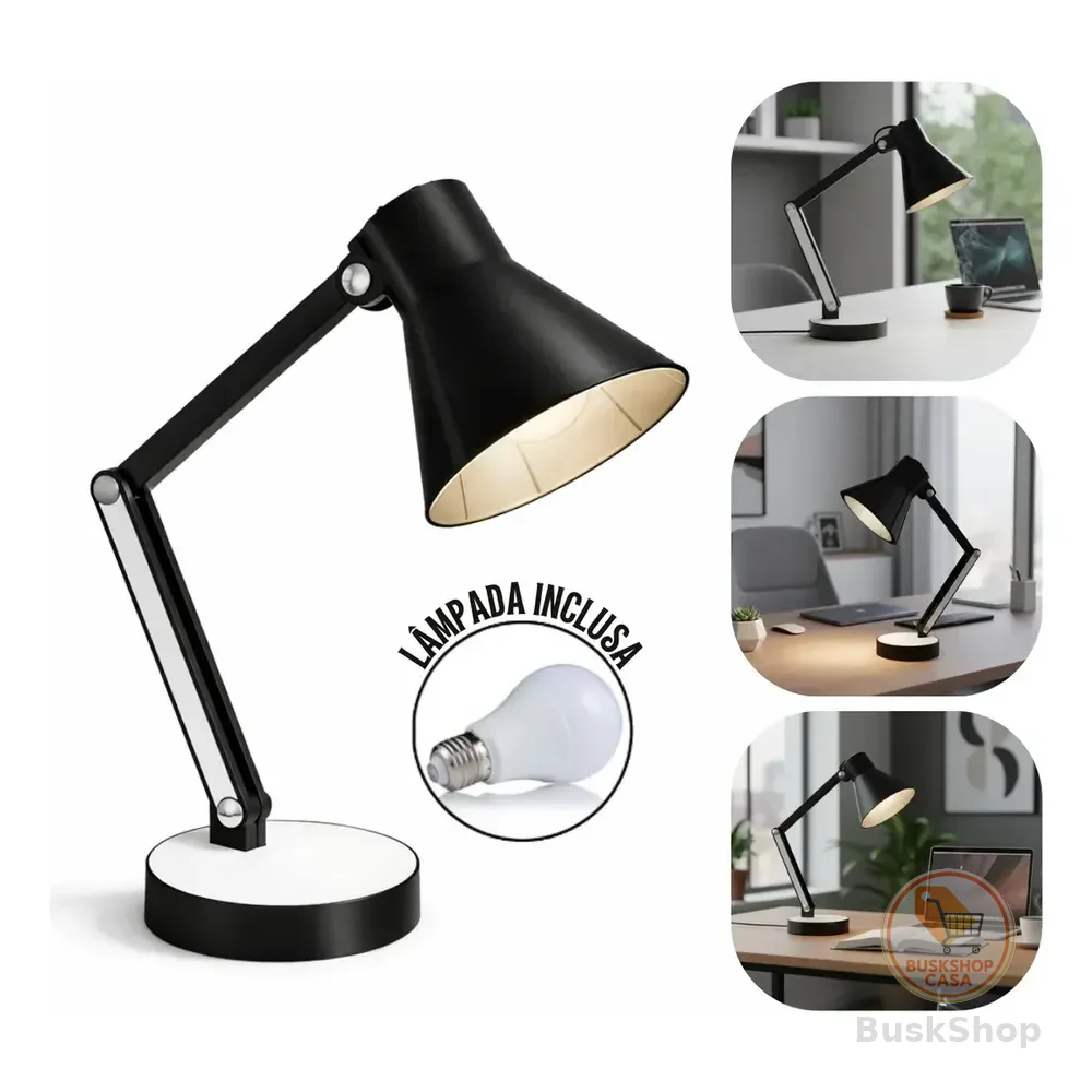 Luminaria Articulada Mesa Abajur Escritório Estudo Quarto Cor Da Estrutura Preto Marx Greg 3d