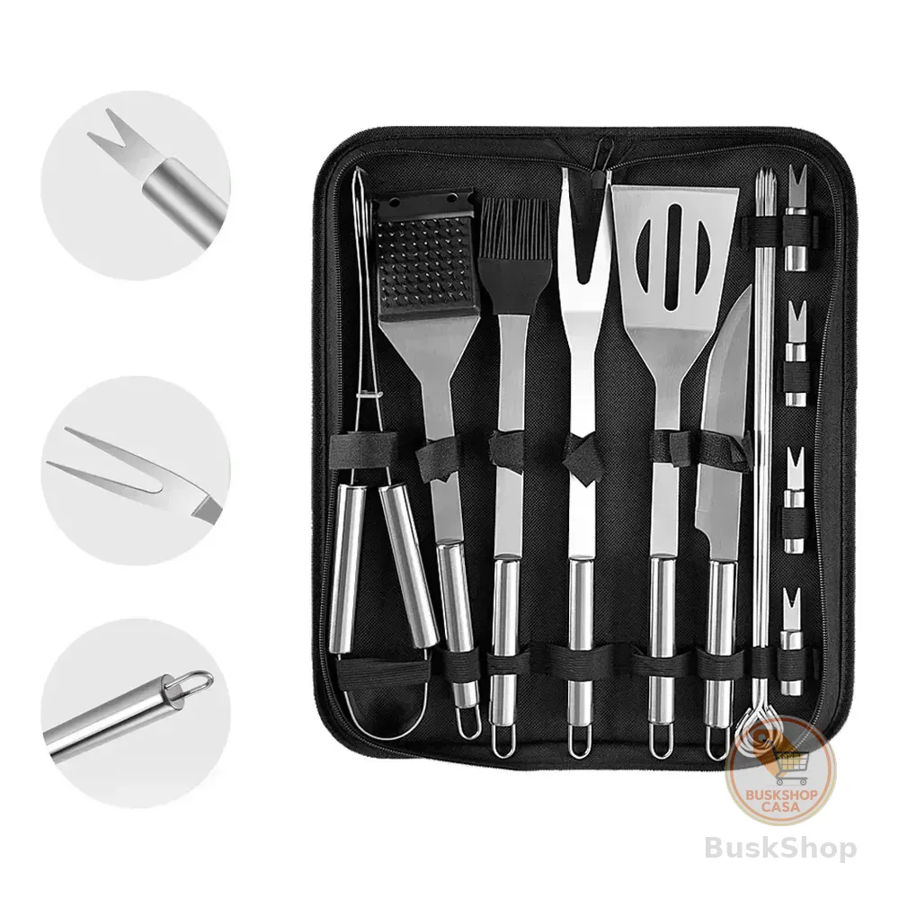 Kit Churrasco Inox Maleta15 Ferramentas De Churrasco Conjunt