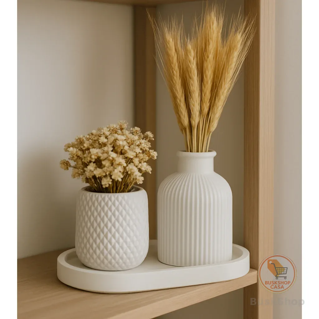 KIT VASOS E BANDEJA Decoração  Susy 3 peças em gesso / sem flores /presente casa copa sala ambiente