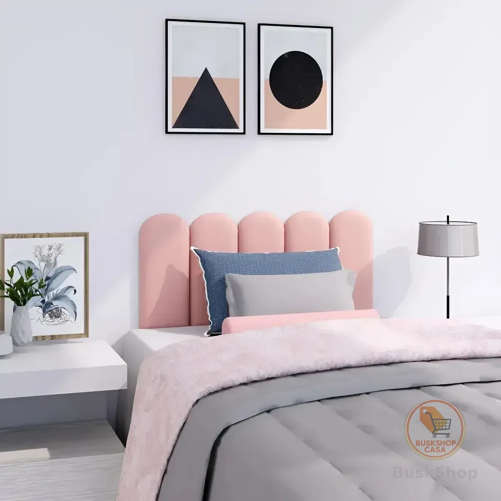 Cabeceira Cama Box Solteiro 5 Módulos Nuvem 20x45 Rosa