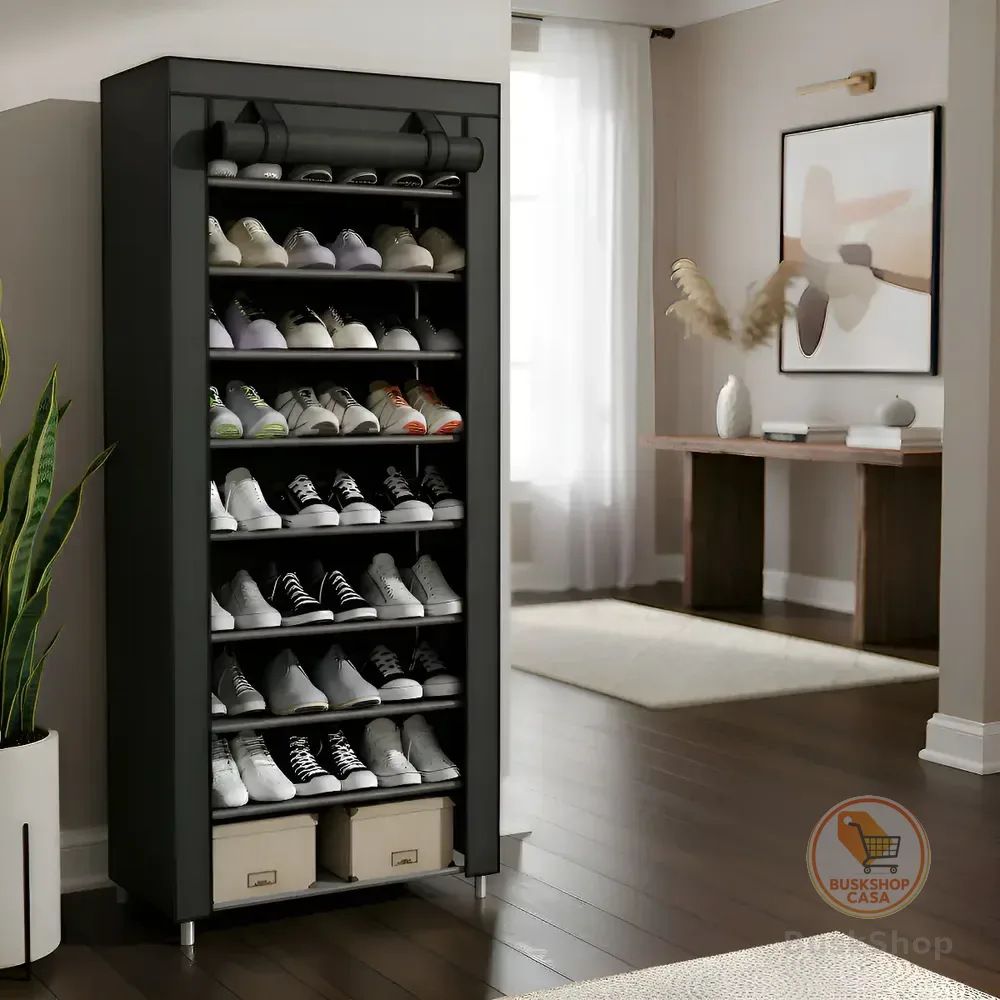 Sapateira Organizador De Sapatos Com 9 Prateleiras Tnt Cor Preto