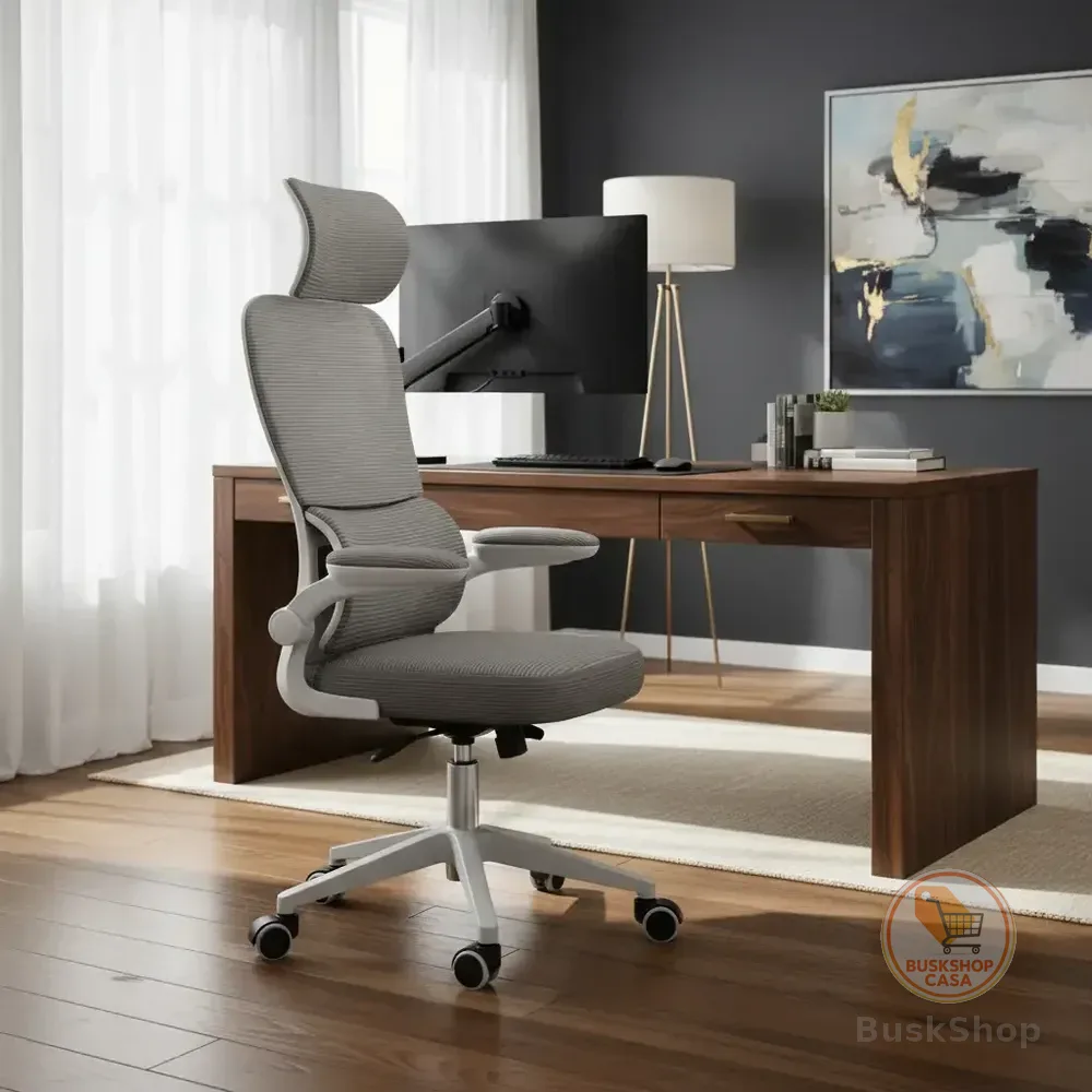 Cadeira Escritório Ergonômica Genebra G500 Luvinco Cor Cinza Com Suporte Lombar Estofado Mesh Malha