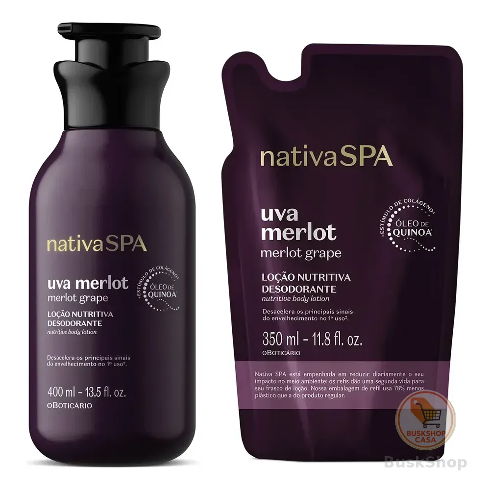 Combo Nativa Spa Uva Merlot: Loção Corporal 400ml + Refil 35