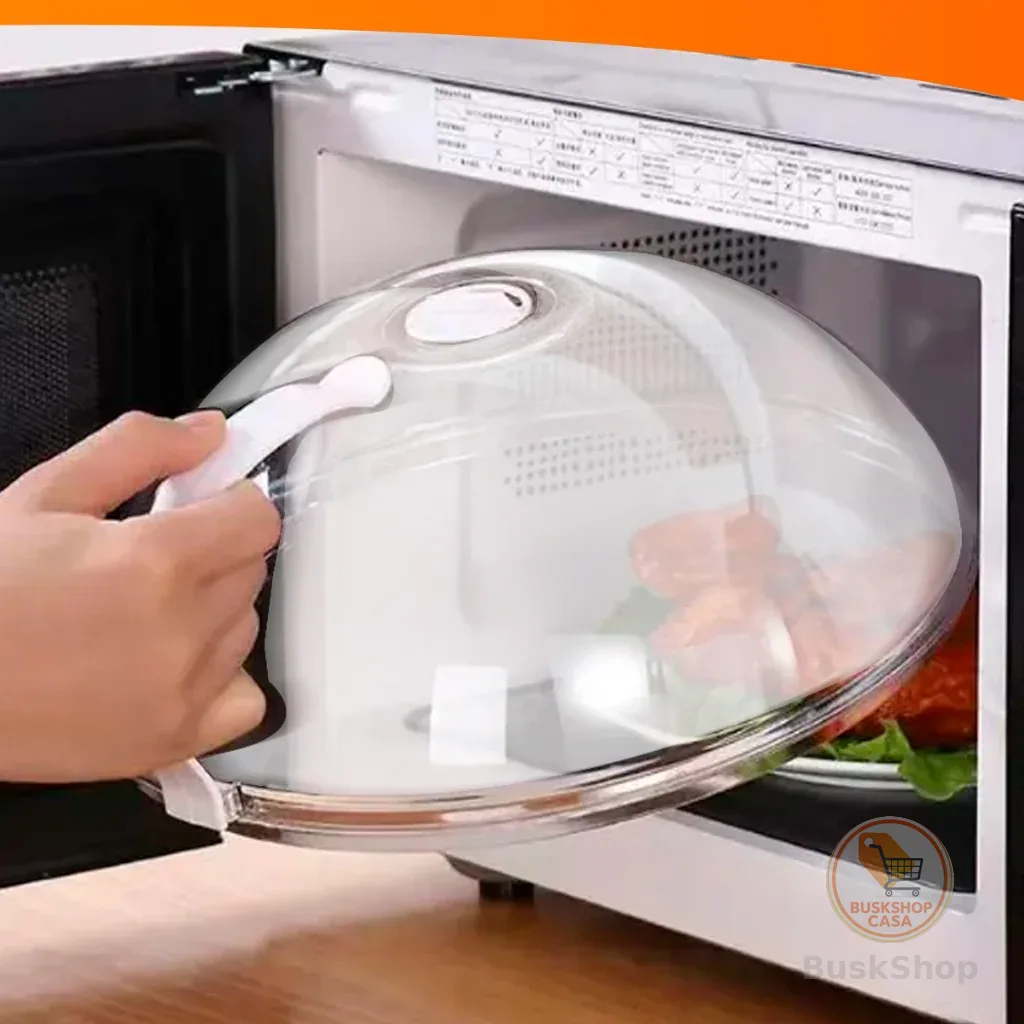 Tampa De Microondas Para Alimentos Com Válvula e Alça De Plastico 9x25,5cm Diâmetro