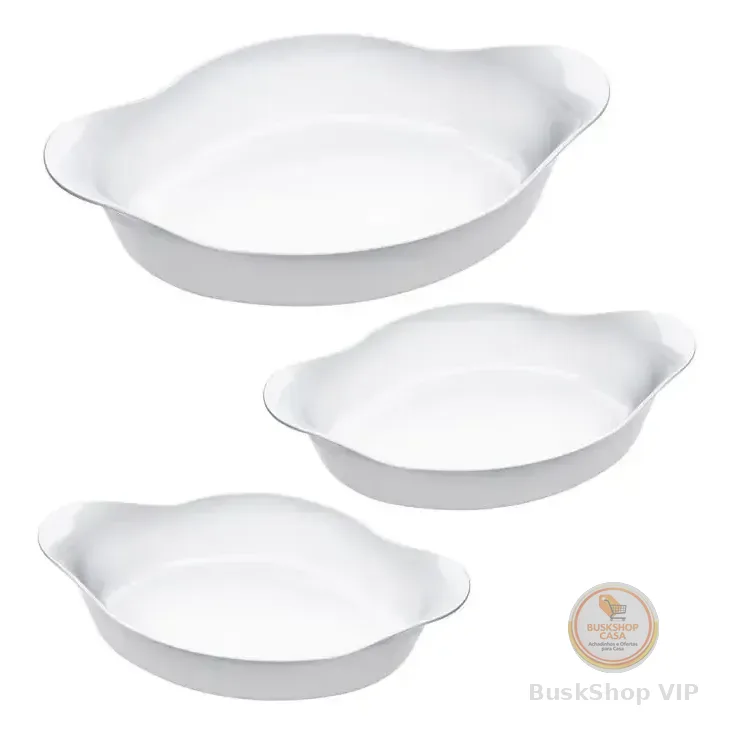Marinex Conjunto De Assadeiras Oval Opaline 3 Peças Branco