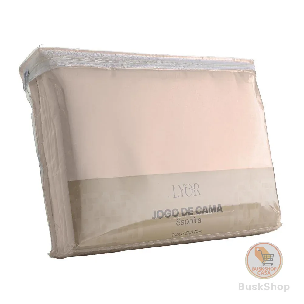 Jogo de Cama Saphira King Toque 300 Fios Khaki Poliéster