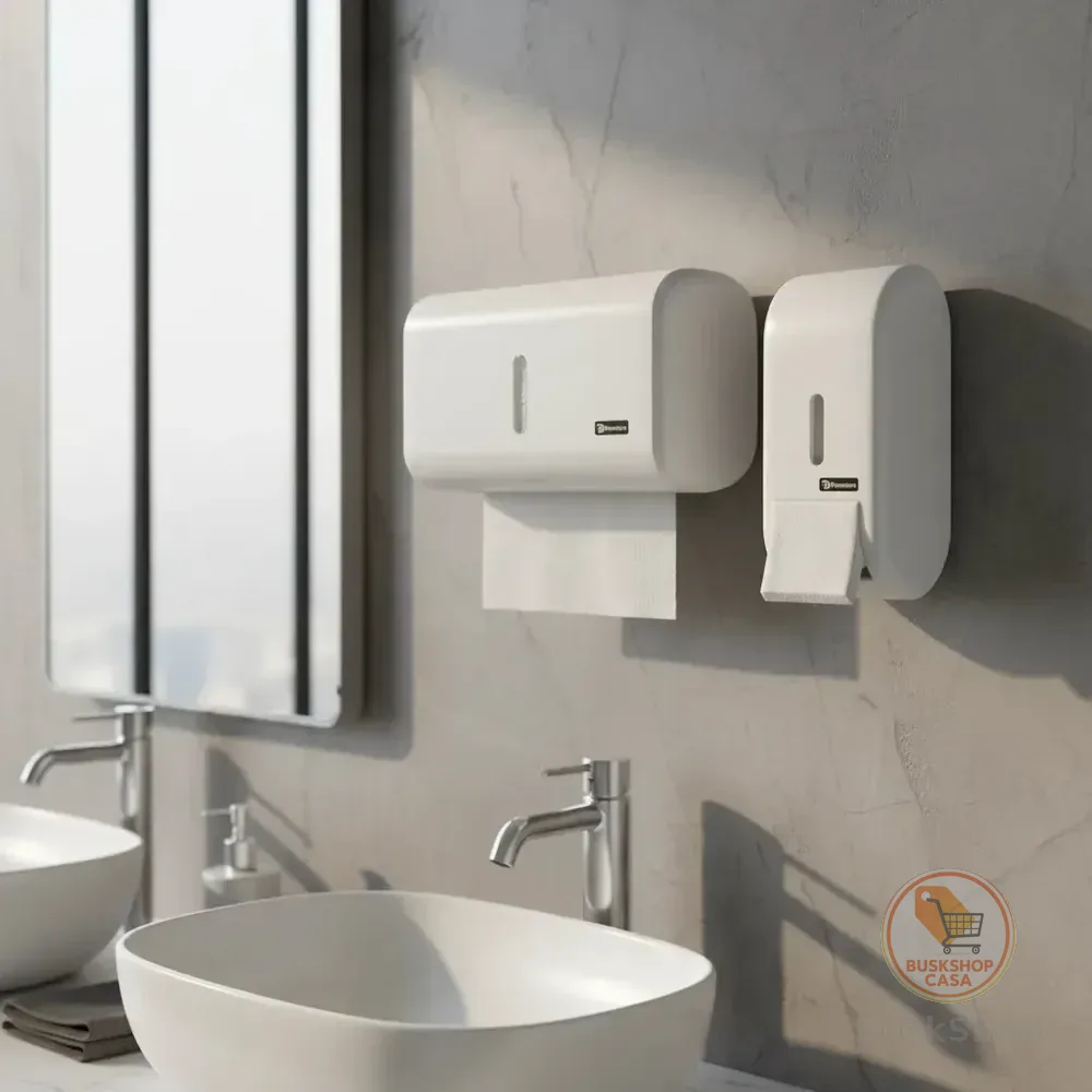 Kit Porta Papel Toalha E Saboneteira Liquido Dispenser Banheiro Branco 2