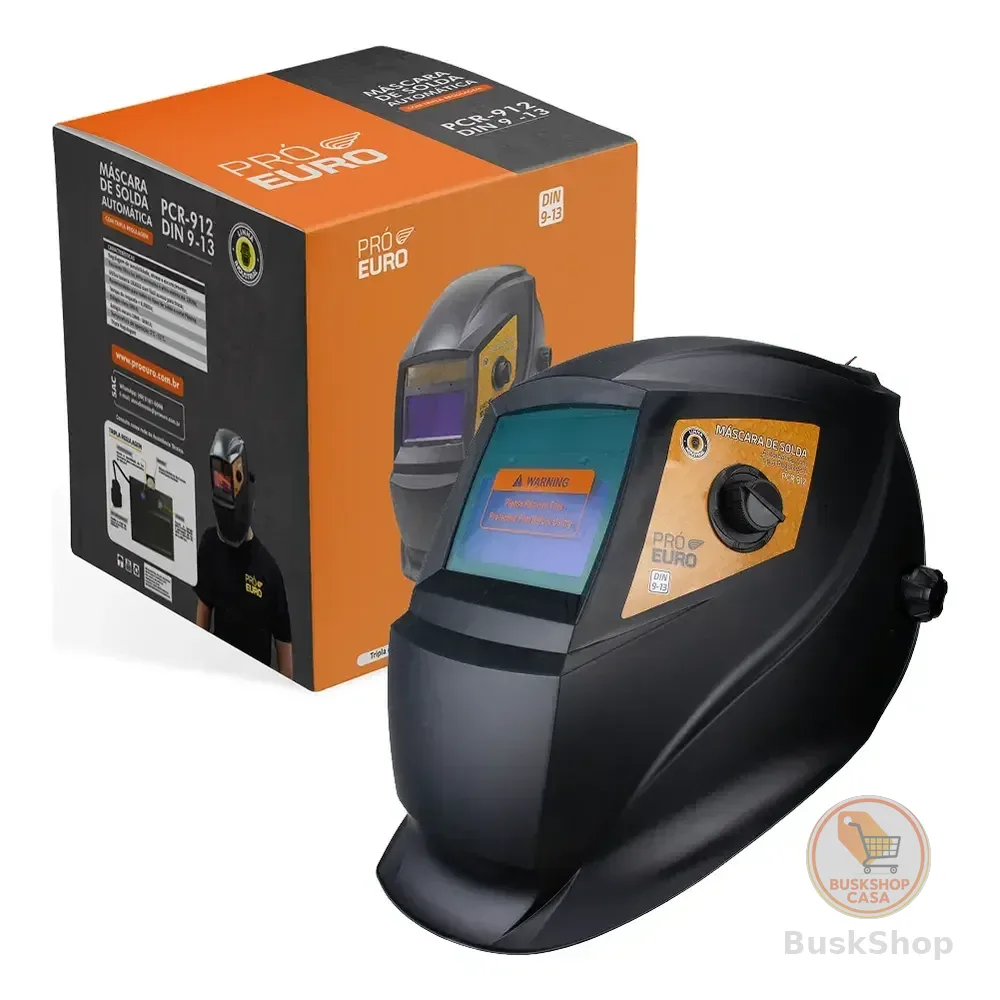 Máscara De Solda Automática Pcr-912 Com Tripla Regulagem Pró Euro Preto Liso