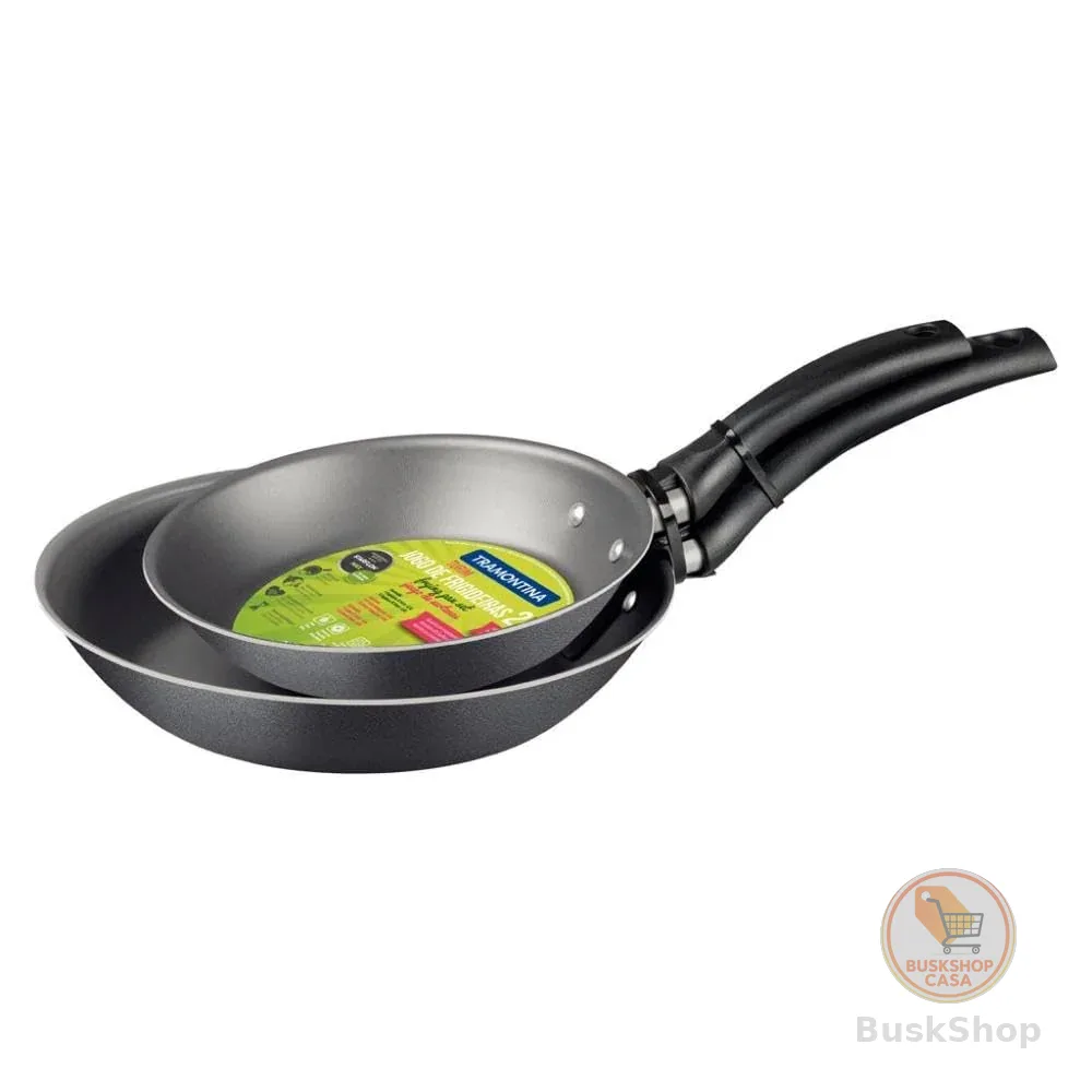 Jogo de Frigideiras Tramontina Turim em Alumínio com Revestimento Interno e Externo em Antiaderente Starflon Max Chumbo 2 Peças