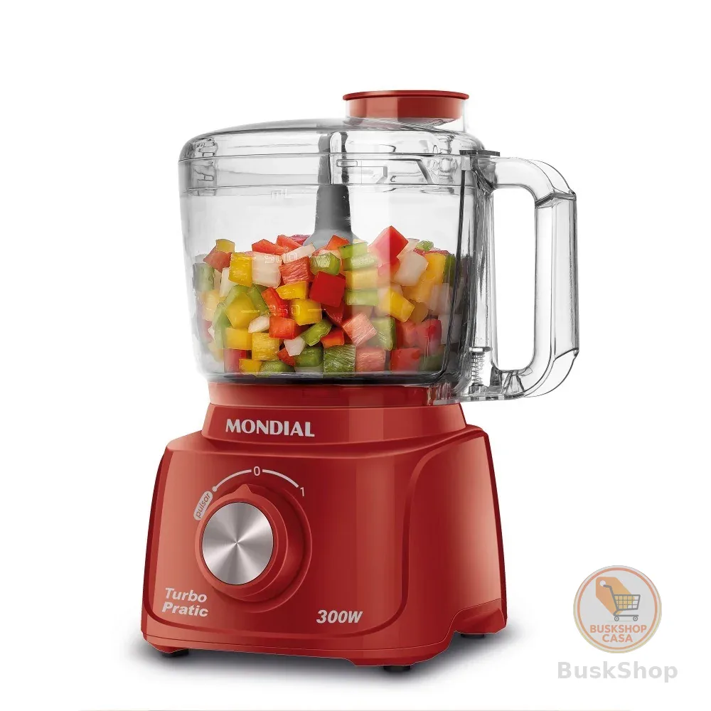 Mini Processador de alimentos 300 watts vermelho Turbo Pratic - MP-16-R - Mondial