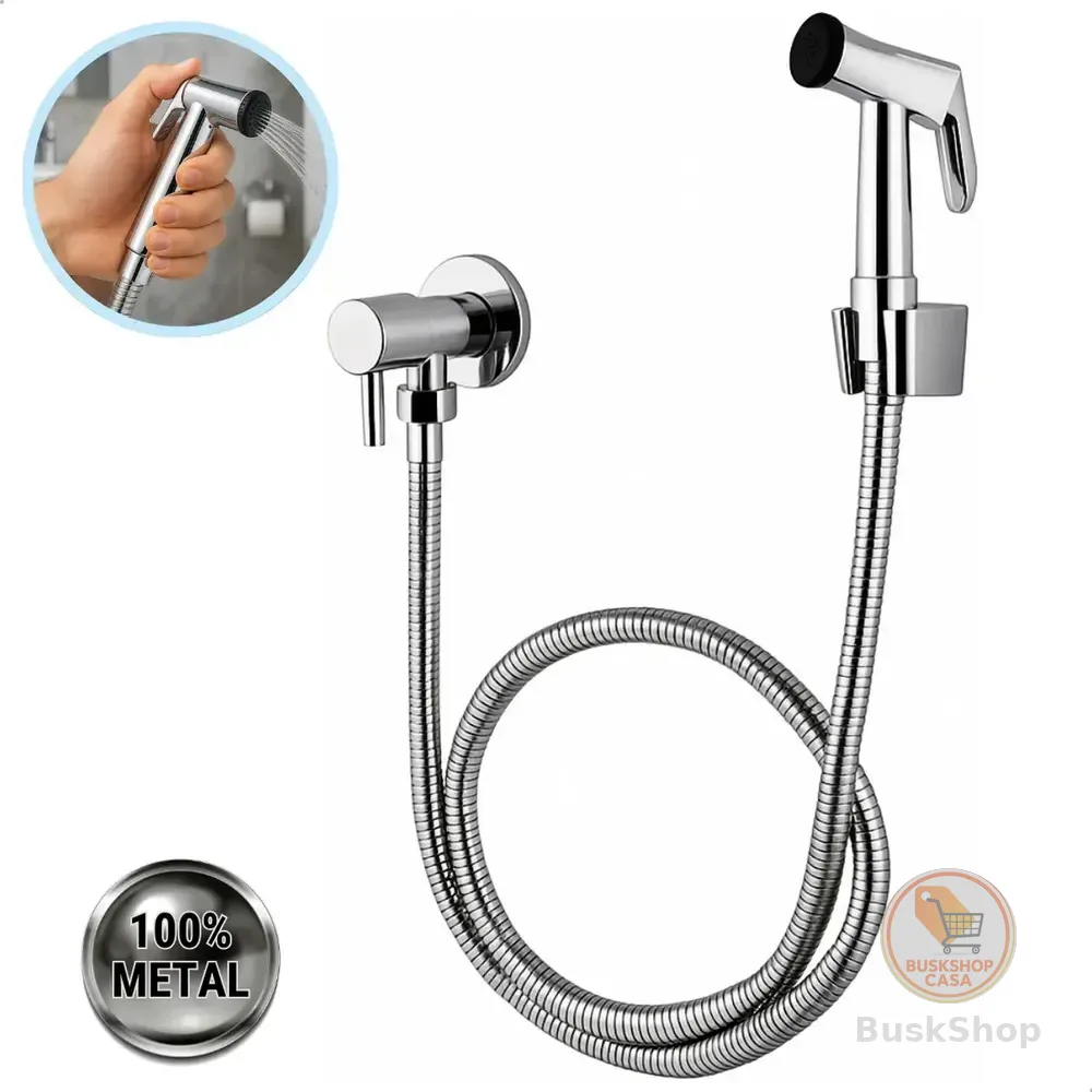 Ducha Higiênica Soft Inox Chuveirinho Completa 100% Metal 1/4 De Volta Cromada Cromado Brilhante