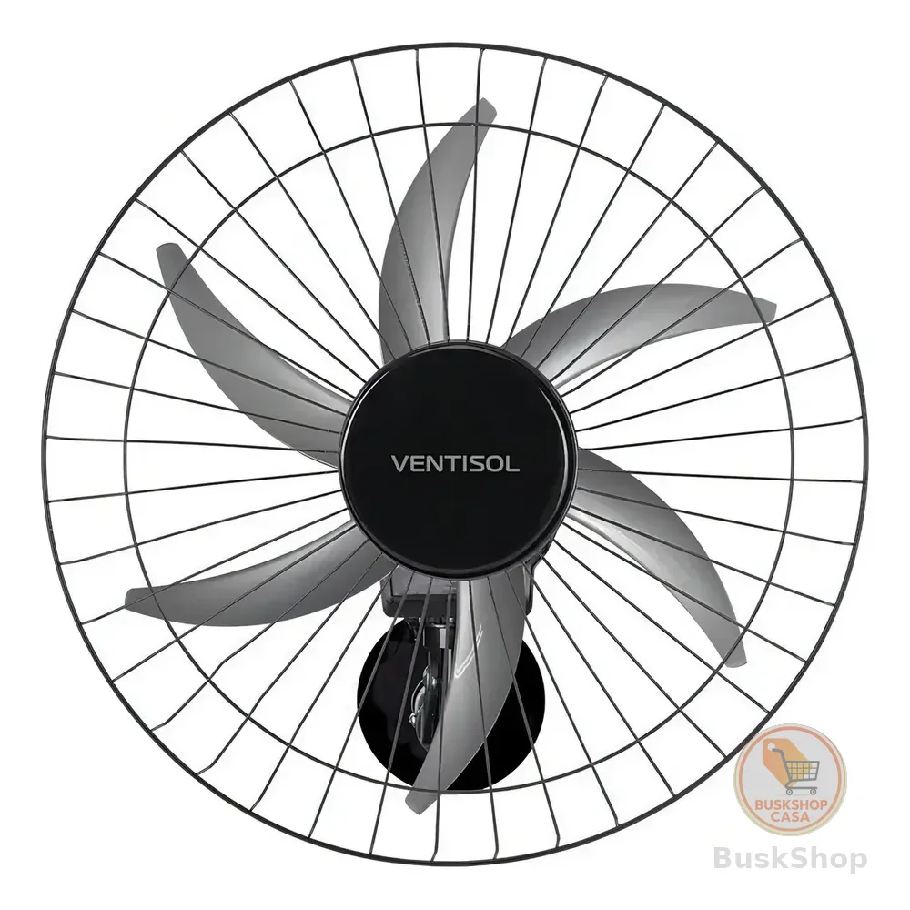 Ventilador Oscilante De Parede Ventisol Steel 6 Pás 50cm Preto 50 Cm 127/220v Prata Plástico