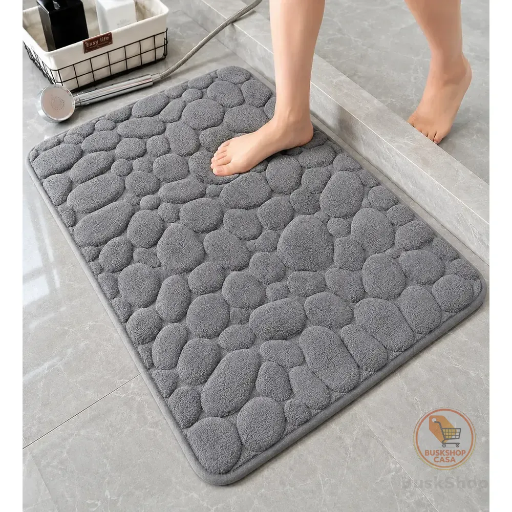 Tapete Banheiro Antiderrapante Macio Absorvente 60x40 Cinza