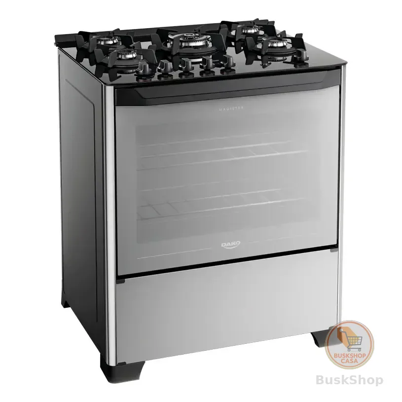 Fogão 5 Bocas Dako Magister Style Com Frente Espelhada Mesa De Vidro E Tripla Chama Bivolt Preto 127/220v Preto 127/220v