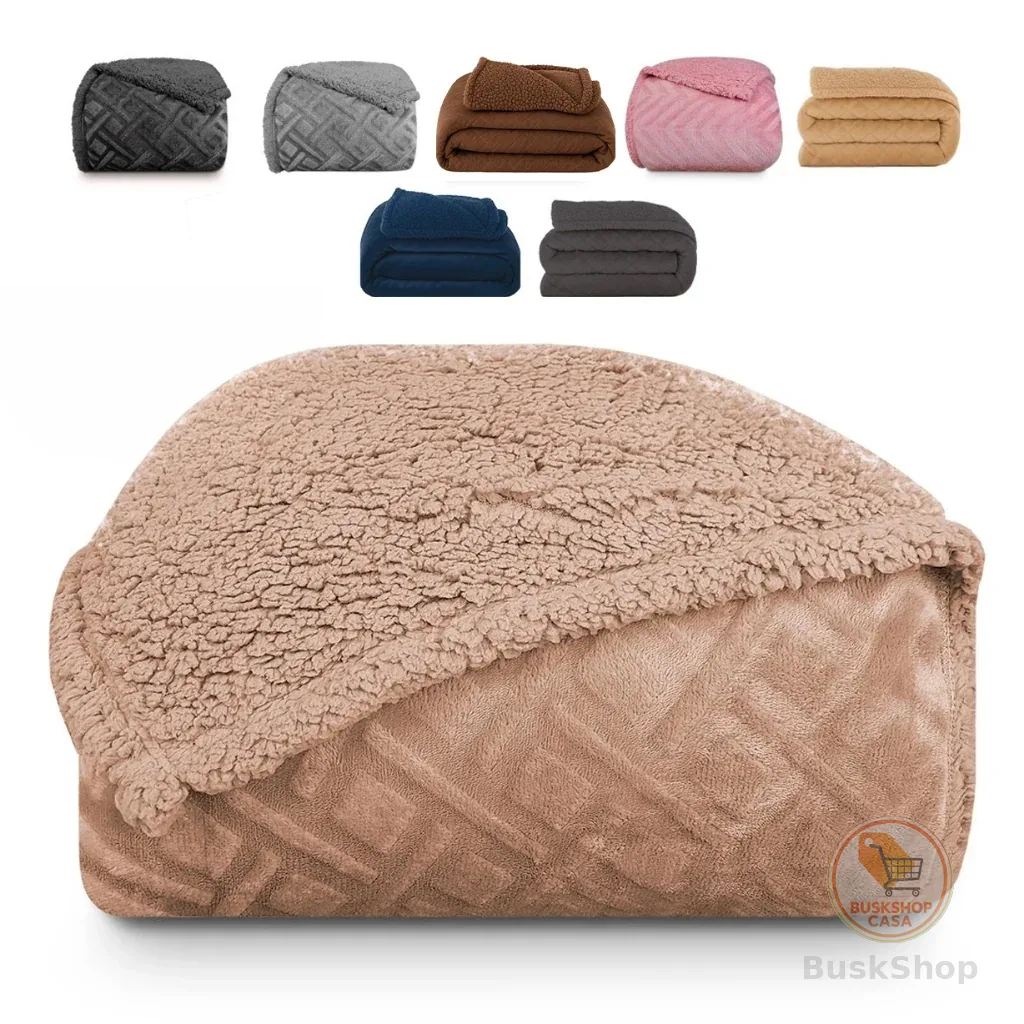 Coberdrom Edredom Manta Queen Aveludado com Sherpa Soft Dupla face - BF Colchões