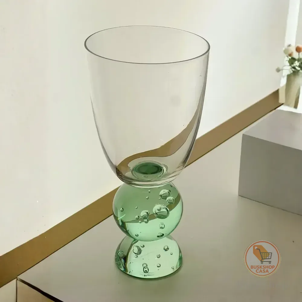 Kit 6 Taças Vidro Base Esfera Luna Média Verde Sintonia Verde