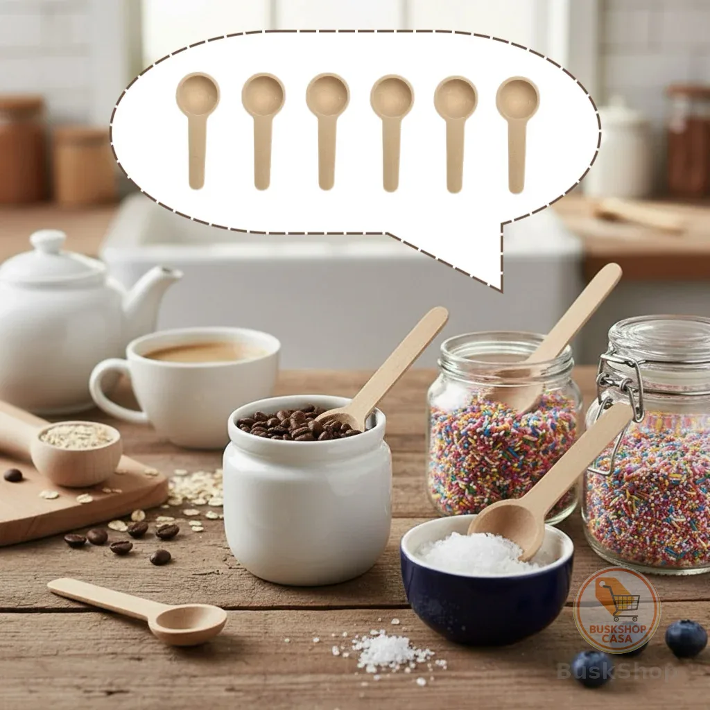 Kit 6/12 Mini Colheres de Madeira (6.8cm): Perfeitas para Condimentos, Açúcar e Café