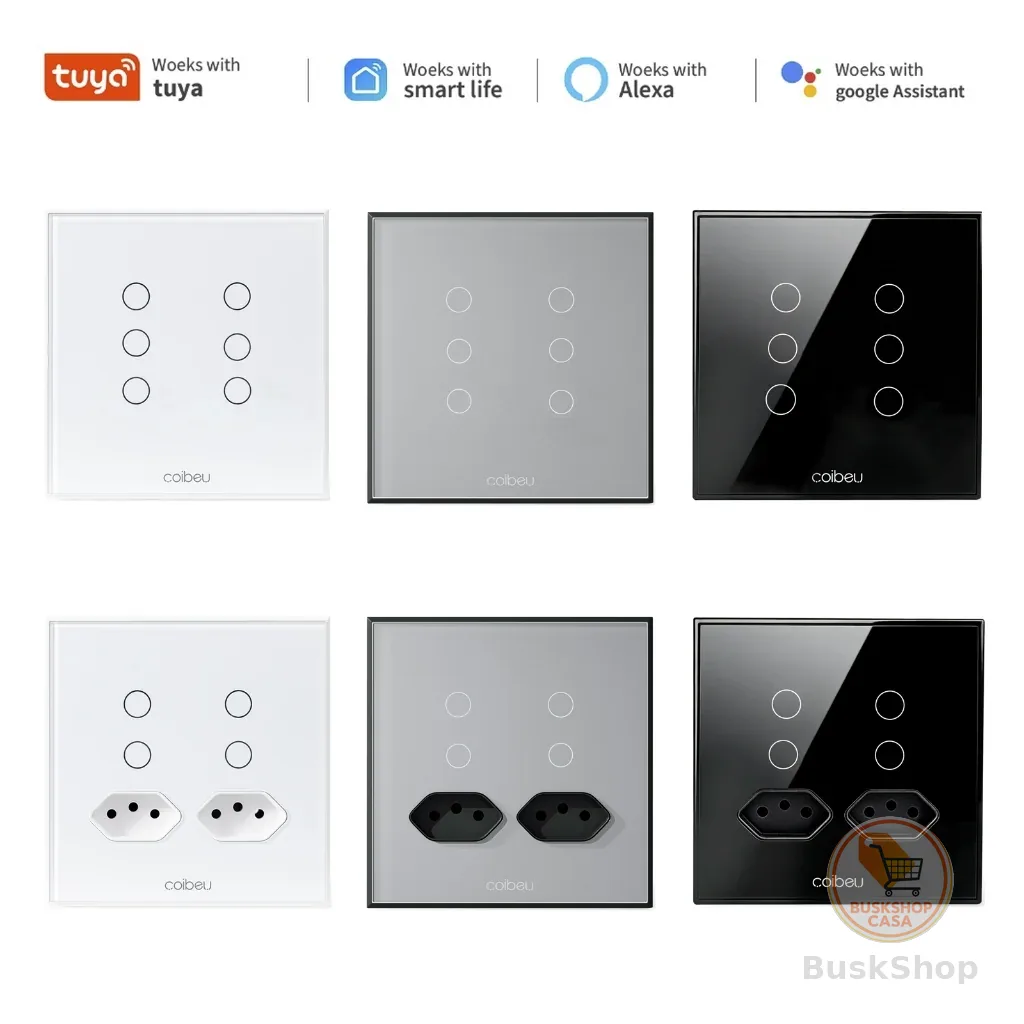 COIBEU Tuya WiFi Interruptor Inteligente Touch com Controle Remoto Sem Fio para Alexa e Google Home