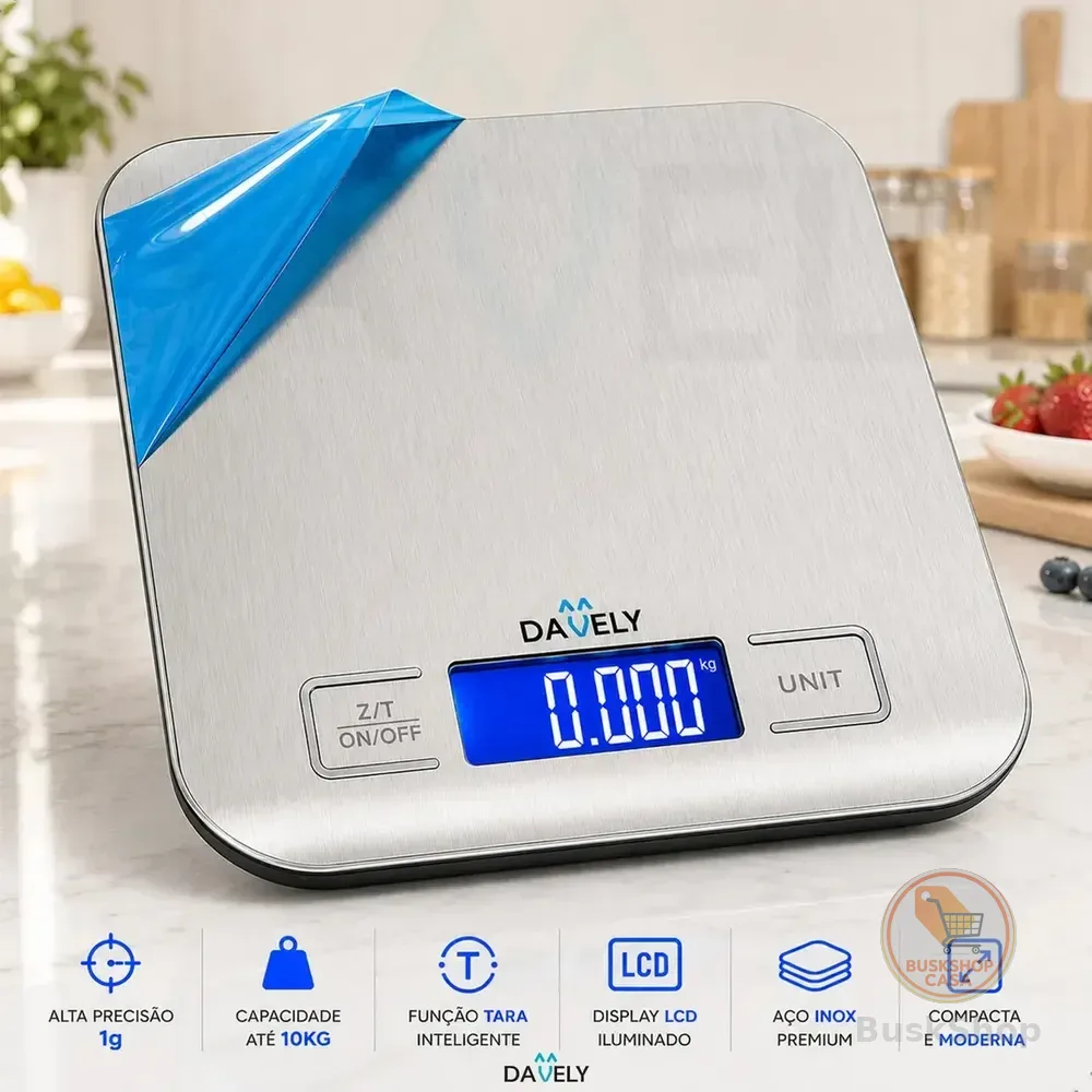 Balança Digital Cozinha Eletrônica Touch 10kg Inox Display Led Lcd Culinária Fitness Pesagem Alimentos Para Dieta... Prata 10 Kg