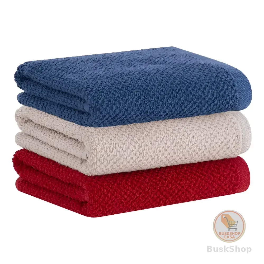 Jogo De Toalhas Buddemeyer Gourmet Quadriculado Pano De Copa 3 Peças Bege/vermelho/azul Liso