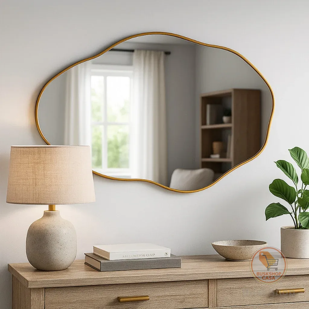 Espelho Orgânico Pedra 60x40cm Decorativo Moderno Para Sala Quarto Banheiro