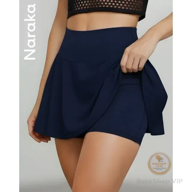 Short Saia Academia Feminino Cintura Alta Legging Fitness