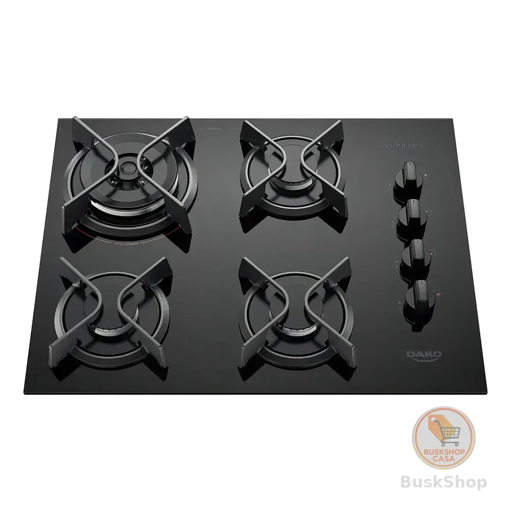 Dako Cooktop Supreme Fogão Gás 4 Boca Mesa De Vidro Tripla Chama Preto 127/220v
