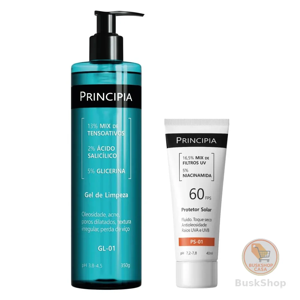 Principia Kit Todo Dia c/ Gel de Limpeza GL-01 + Protetor Solar Facial PS-01 FPS 60