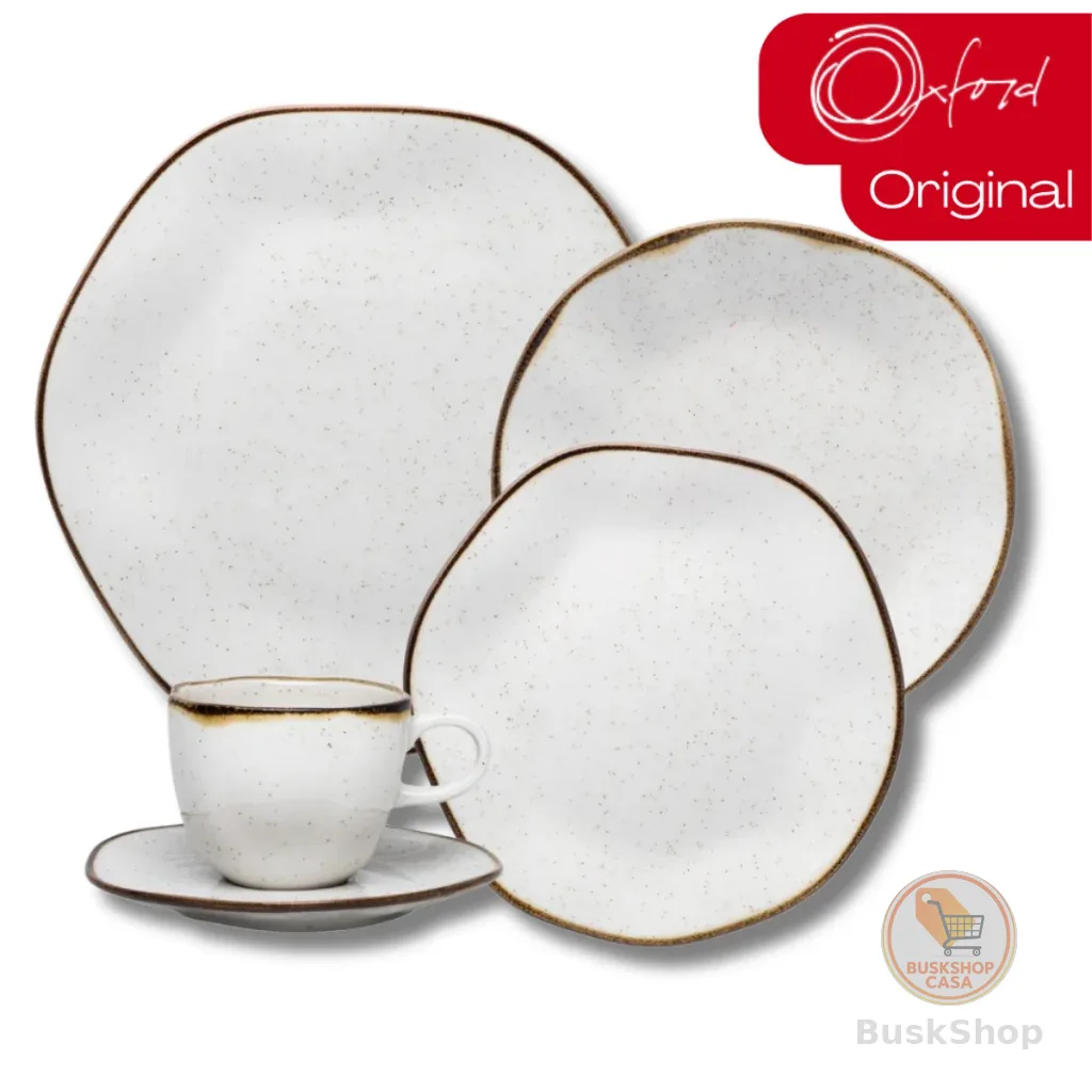 Aparelho de Jantar e Chá Porcelana 30 Peças Ryo Maresia Jogo de Pratos e Xícaras Oxford