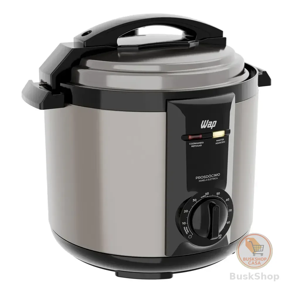 Panela De Pressão Elétrica Wap Wppe2 5 Llitro Antiaderente 900w Inox E Preta