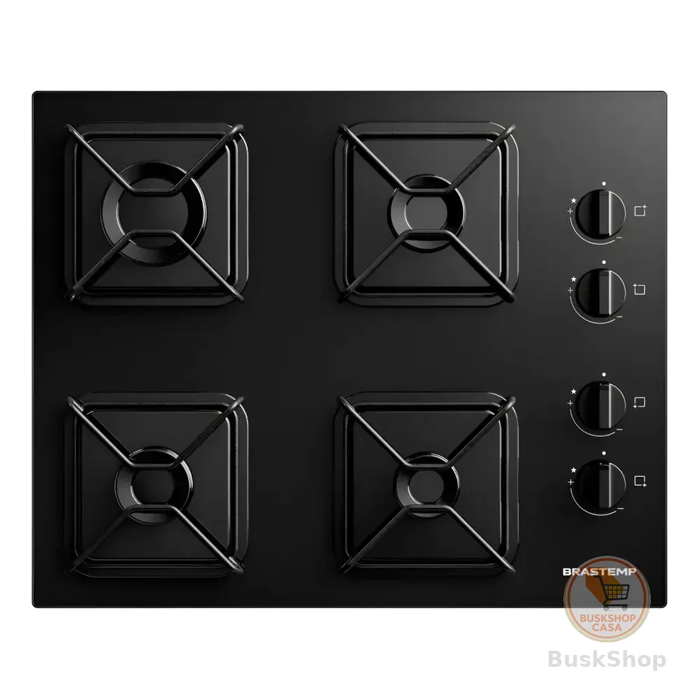 Cooktop Brastemp A Gás 4 Bocas Com Grades De Ferro - Bdd61be Preto 127/220v