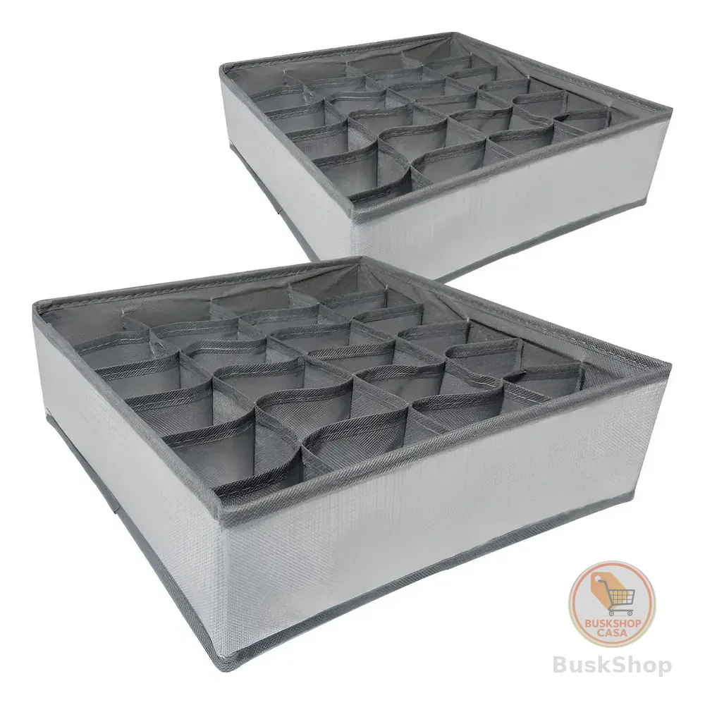 Kit 2 Colmeia Organizadora Ziphome 24 Divisórias Roupas Intimas Gaveta Cinza