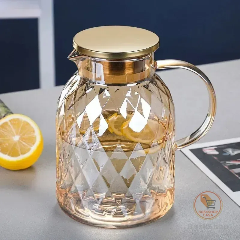 Jarra De Vidro 1,8l Âmbar Diamond Com Tampa De Inox Borossilicato Laranja-claro