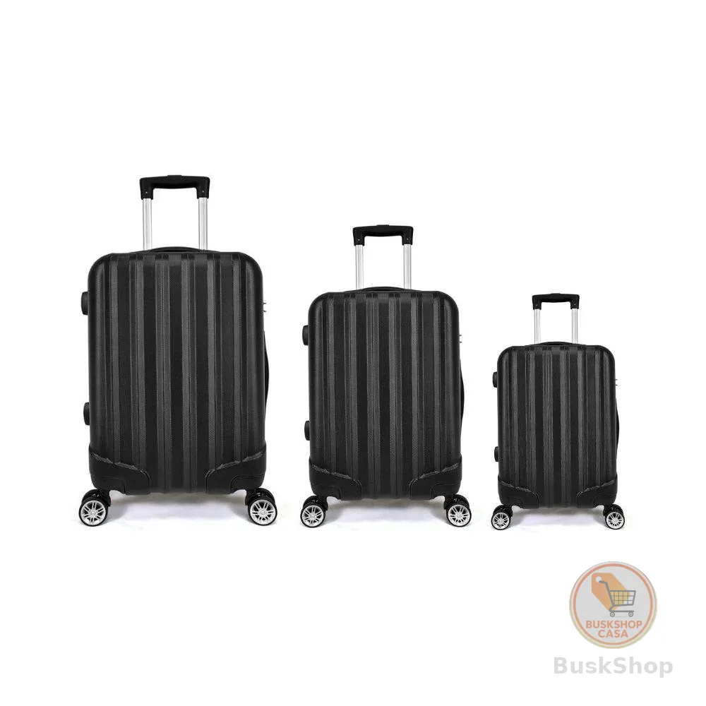 Kit Mala de Viagem abs 3 peças Adventure Fortt Preta - KMV01-PT
