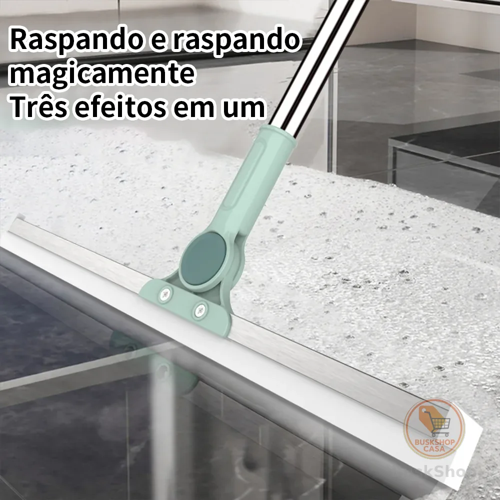 Rodo de Silicone Multiuso 2 em 1 Vassoura e Limpador de Vidros para Uso Seco e Molhado