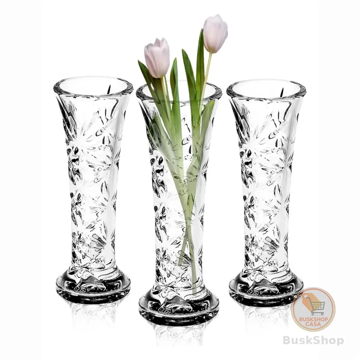 Kit 3 Vaso Vidro Pequeno Mesa Decoração 15cm Solitário Flor Cristal Jarrinho Grande Mesa