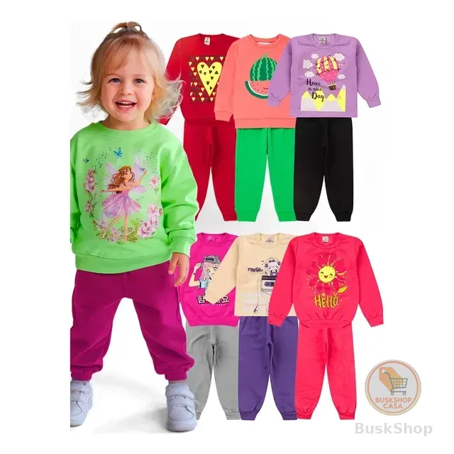 Kit 8 Peças Moletom Menina Infantil Inverno Atacado Barato