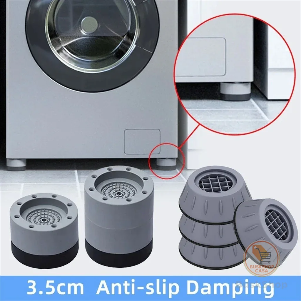 Kit 4 Suporte Pé Máquina De Lavar E Secar Almofadas De Apoio Anti Vibração Limpar Lavadora Borracha