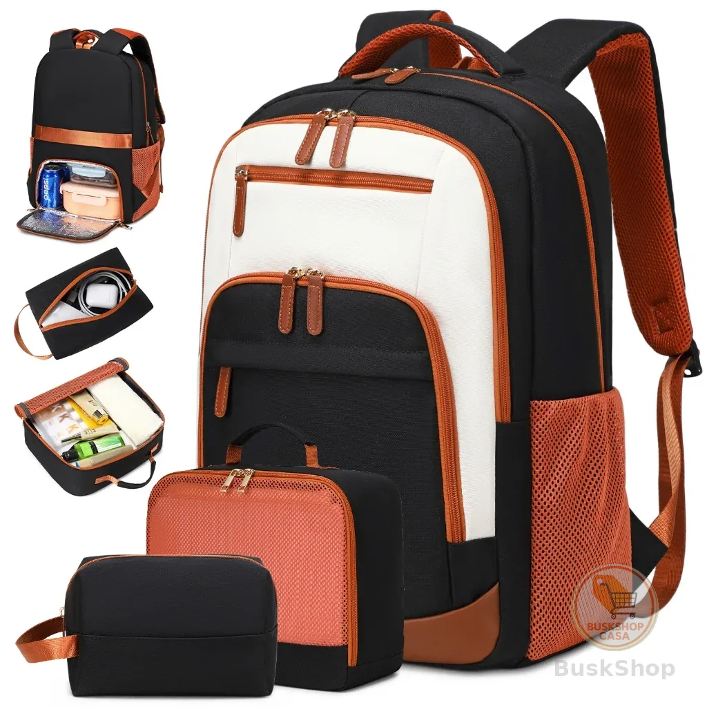 Mochila de Viagem 3 Peças Impermeável Reforçada Unissex Volta às Aulas Compartimento Notebook Bolsa Quente e Frio