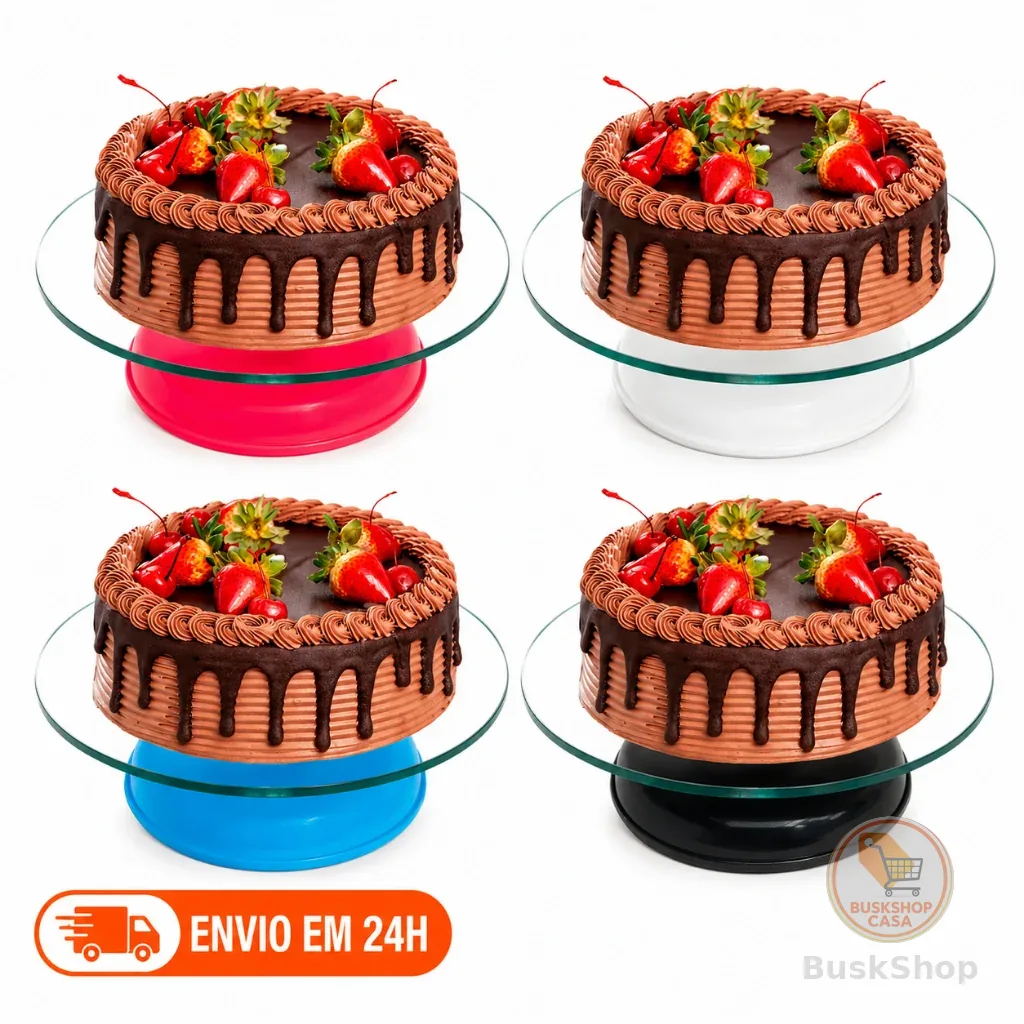 Bailarina Para Bolo De Vidro Profissional Confeiteira Duplo Rolamento Base De Silicone Silver Chef