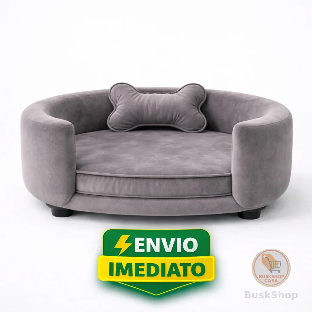 Cama Pet Grande Cachorro Gato Veludo com Almofada Ossinho Grande Confortável 90cm Luxo