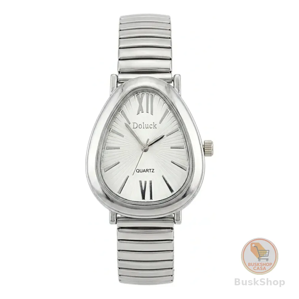 Relógio De Pulso Feminino Premium Aço Bracelete Tulipa Moda Prata