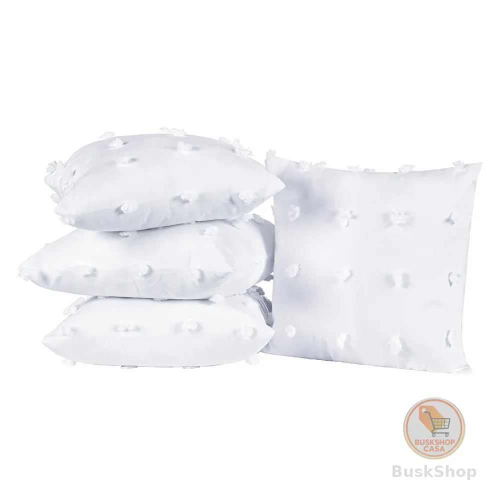 Kit 04 Capas De Almofada Poppy Pompom Com Zíper 45cm X 45cm - Capas 3D em Micropercal 300 Fios