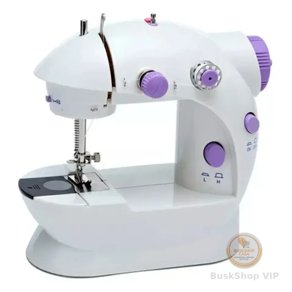 Mini Máquina De Costura Reta Portátil Com Pedal Cor Branco 127/220v