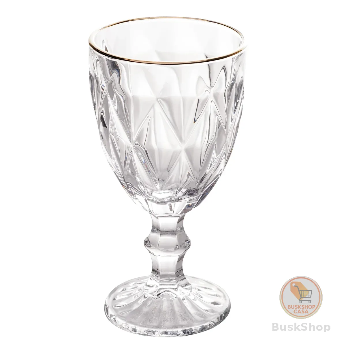 LYOR - Conjunto de 6 Taças de Vidro Para Água Diamond 325ml Transparente Com Fio Dourado - Mesa Posta - Itens Para Casa - Utensílios de Cozinha - Enxoval - Casamento