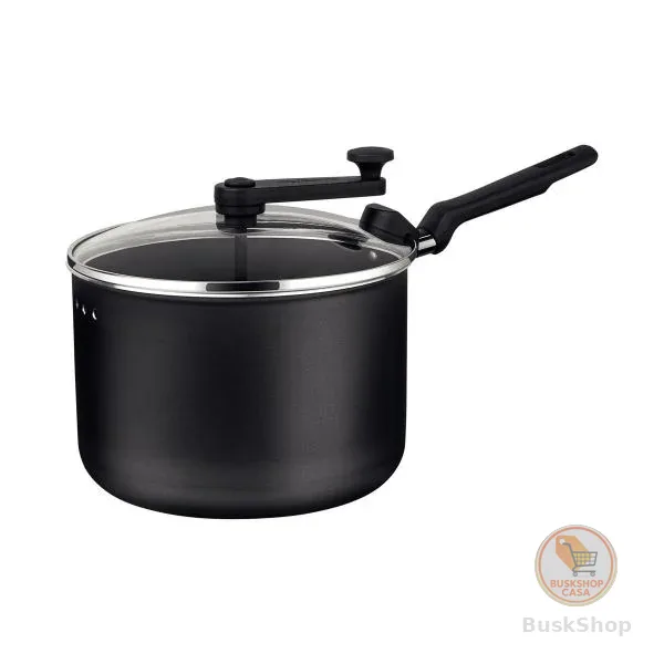 Panela Pipoqueira Grafite Tramontina Antiaderente de Alumínio com Tampa de Vidro 3,5L 20cm Loreto