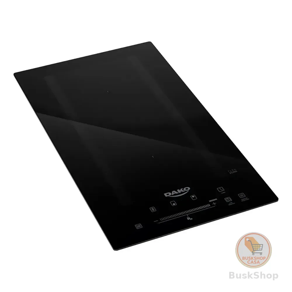 Cooktop De Indução 2 Bocas Dako Com Zona Flexível E 9 Níveis De Potência Mais Turbo Preto 220v