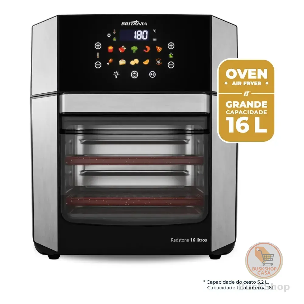 Air Fryer Oven Britânia 16l 4 Em 1 Porta Removível Baf16a Preto 220v