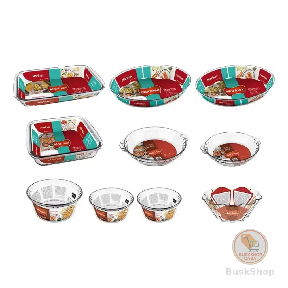 Conjunto De Travessas Refratárias Em Vidro 10 Peças Marinex Transparente
